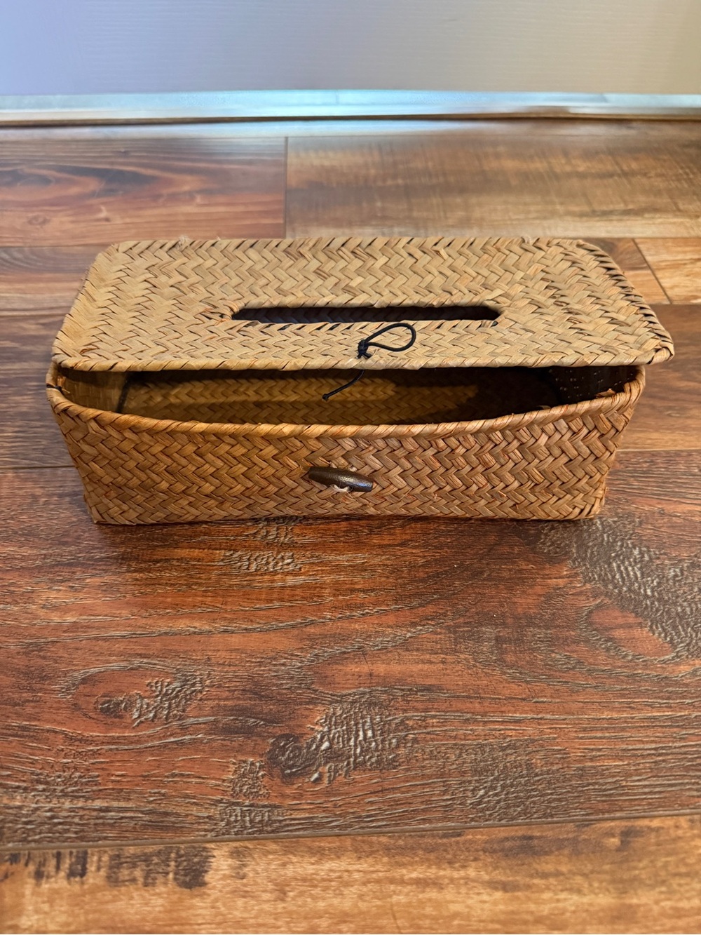 Woven Rattan Tissue Box Cover in Natural Brown